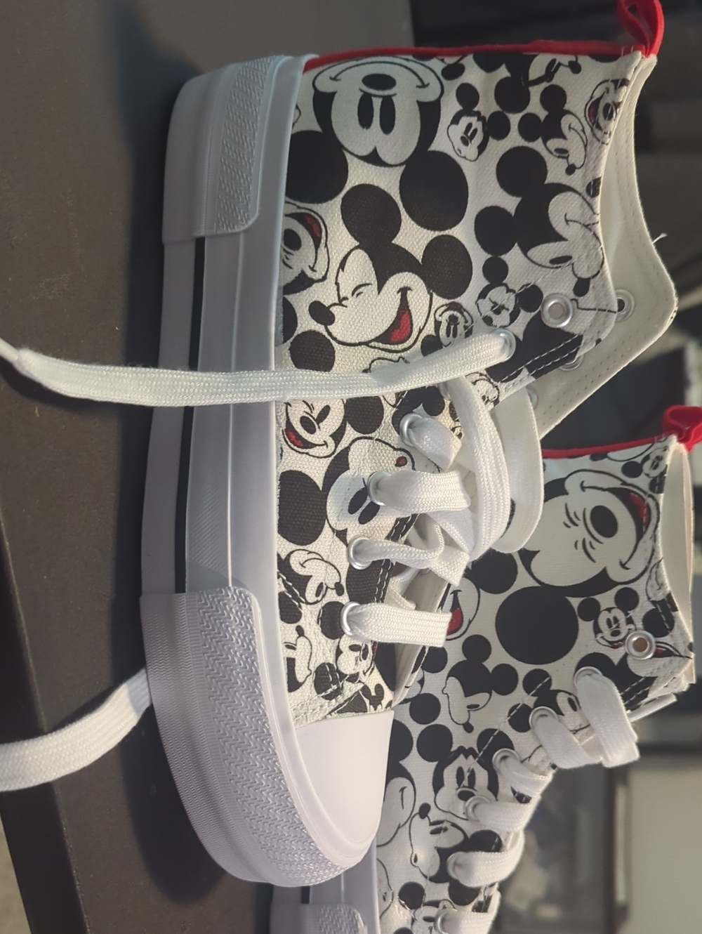 Disney Black & White Mickey High-Top Sneakers with Red Accent